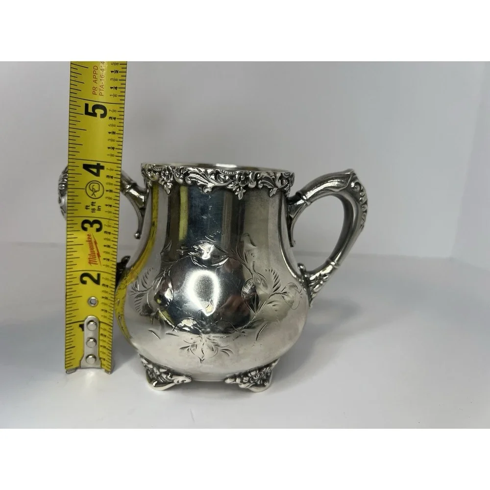 Silverplate Sugar Bowl antique‎ Mermod Jaccard Quadruple C. 1880s Victorian